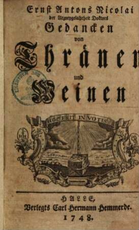 Gedanken von Thränen und Weinen