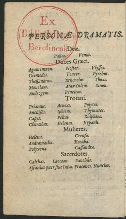 Personae Dramatis.