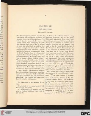 Chapter VII. The Inscriptions [by Alan H. Gardiner]