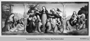 Schutzmantelmadonna zwischen Darstellung der Anbetung des Kindes und der Flucht nach Ägypten