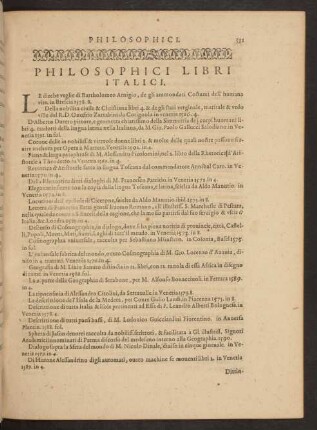Philosophici Libri Italici.