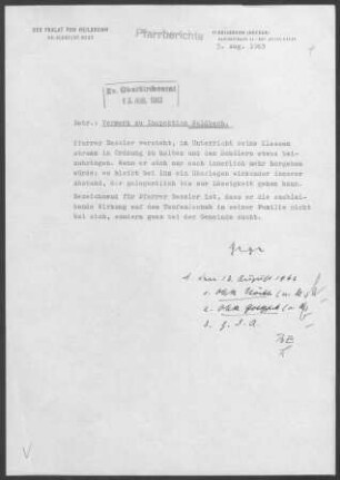 Waldbach mit Dimbach und Rappach: Inspektionsbericht 1963