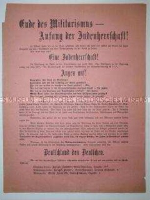 Antisemitisches Hetzflugblatt gegen die Ergebnisse der Novemberrevolution