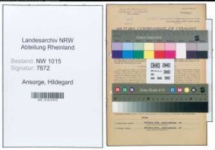 Entnazifizierung Hildegard Ansorge , geb. 06.05.1902 (Fuersorgerin)