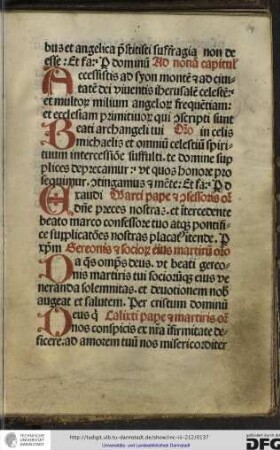 Marci pape et confessoris oratio Exaudi domine preces nostra...