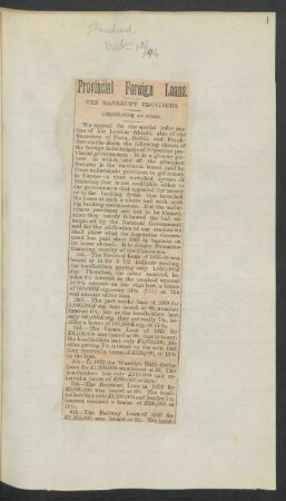 Provincial Foreign Loans. - Ten bankrupt provinces. - [Article]