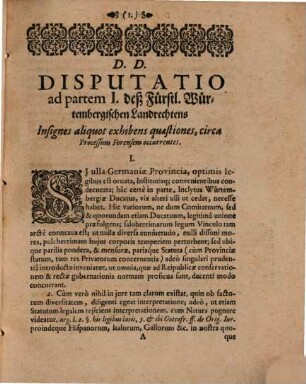 Disputationes iur. ad ius provinciale Würtembergicum directae