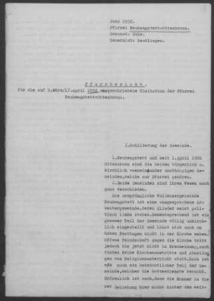 Neuhengstett-Ottenbronn: Pfarrbericht 1932