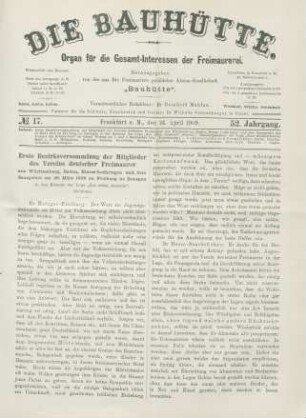 No. 17. Frankfurt a. M., den 24. April 1909. 52. Jahrgang.