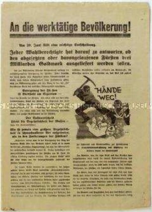 Aufruf der KPD zur Abstimmung für die Fürstenenteignung beim Volksentscheid 1926