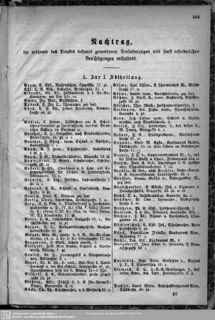 Nachtrag, die während des Druckes bekannt gewordenen Veränderungen und sonst erforderlichen Berichtigungen enthaltend.