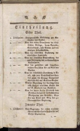 Eintheilung. [...]
