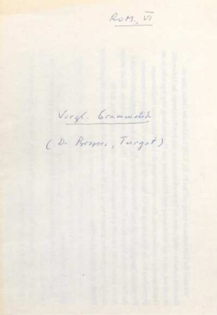 Vergleichende Grammatik VI : Kursmaterial