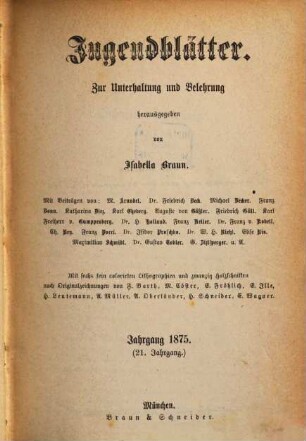 Jugendblätter. 1875 = Jg. 21