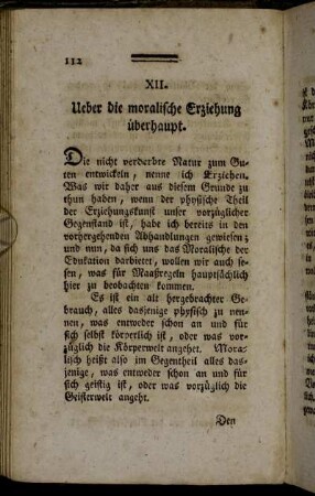 XII. Ueber die moralische Erziehung überhaupt
