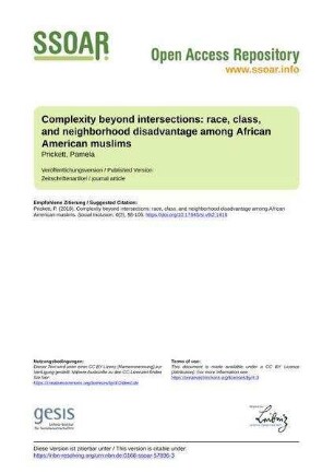 Complexity beyond intersections: race, class, and neighborhood disadvantage among African American muslims