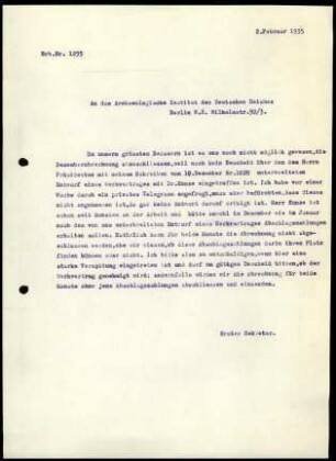 G. Karo an DAI Zentrale