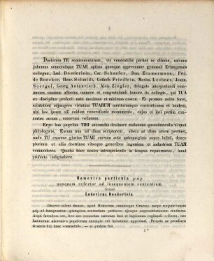 Friderico Thierschio gradum jura privilegia doctoris philosophiae industrie feliciter gloriose usurpata peracto lustro decimo d. XVIII. m. Junii a. MDCCCLVIII. gratulatur Gymnasium Erlangense
