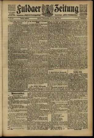 Erste Ausgabe vom Donnerstag, den 25. Juli 1912.