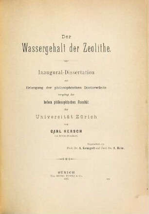 Der Wassergehalt der Zeolithe