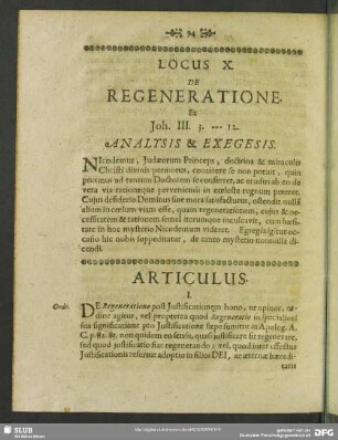 Locus X. De Regeneration.e Ex. Joh. III. 3. -- 12.