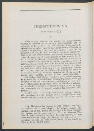 Jurisprudencia de la nulidad - I