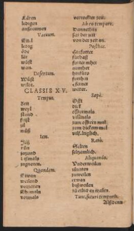 Classis XV. Tempus.