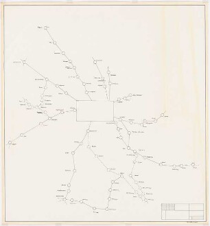 S-Bahn Köln Schinkelwettbewerb 1970: Schematischer Plan der Haltestellen mit Köln als Zentrum