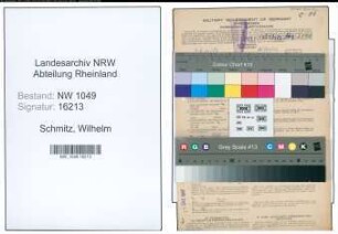 Entnazifizierung Wilhelm Schmitz , geb. 02.11.1884 (Werkmeister)