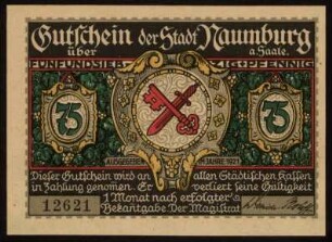 Gutschein der Stadt Naumburg a. Saale über 75 Pfennig