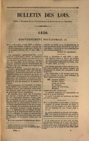 Bulletin des lois et ordonnances : publiées depuis la révolution de juillet 1830. 1. 1830/34 (1849)