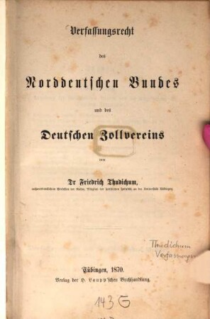 Verfassungsrecht des norddeutschen Bundes und des deutschen Zollvereins