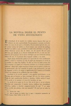 La novela desde el punto de vista sociológico