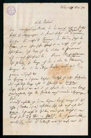 Brief vom 10. November 1870