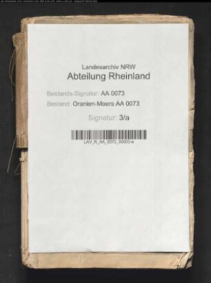 Inventar des Oranisch-Moersischen Archivs, aufgenommen durch den gräflichen Sekretär Arnold Scholl.