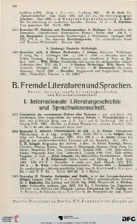 Fremde Literaturen und Sprachen (Nr. 2303-2391)