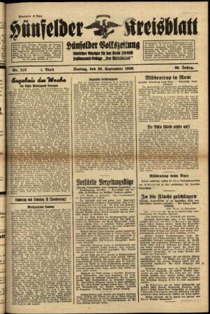 Erste Ausgabe vom Freitag, den 20. September 1940.