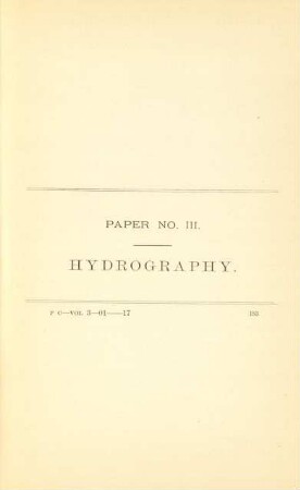 Paper No. III. Hydrography
