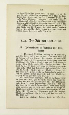 VIII. Die Zeit von 1830-1848