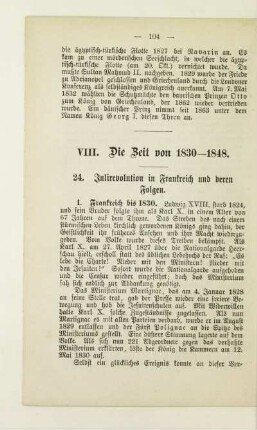 VIII. Die Zeit von 1830-1848