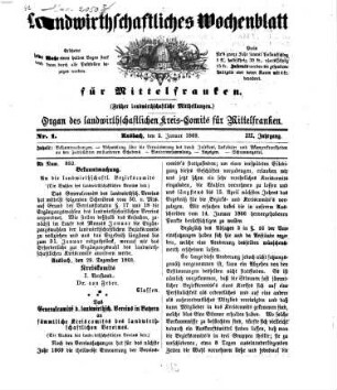 Landwirthschaftliches Wochenblatt für Mittelfranken, 3. 1869, Nr. 1 - 52