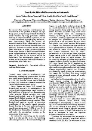 Investigating dialectal differences using articulography