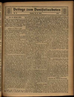 Zweite Ausgabe vom Sonntag, den 28. April 1929.