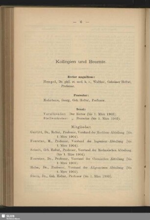 Kollegien und Beamte