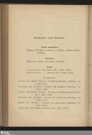 Kollegien und Beamte