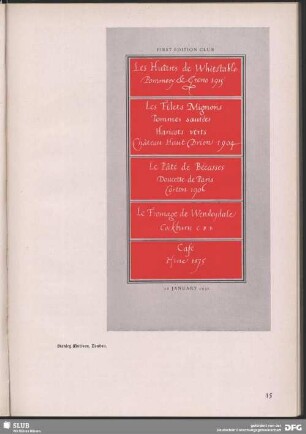 [Verschiedene Werbung zu „First Edition Club 12 January 1931"]