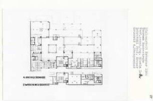 Thermen Rankestraße, Berlin-Charlottenburg (Diplomarbeit bei Willy Kreuer): Grundrisse Zwischengeschoss und 4. Obergeschoss