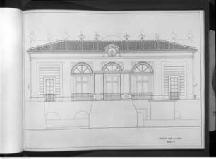 Bauaufnahmen des Coffee House (Caffeaus, Caffehaus) im Garten des Palazzo del Quirinale, Ansicht der Stadtseite