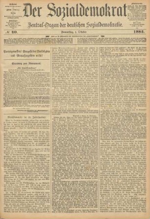No 40. Donnerstag, 1. Oktober 1885.