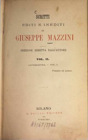 Scritti editi e inediti, 2. Letteratura ; 1